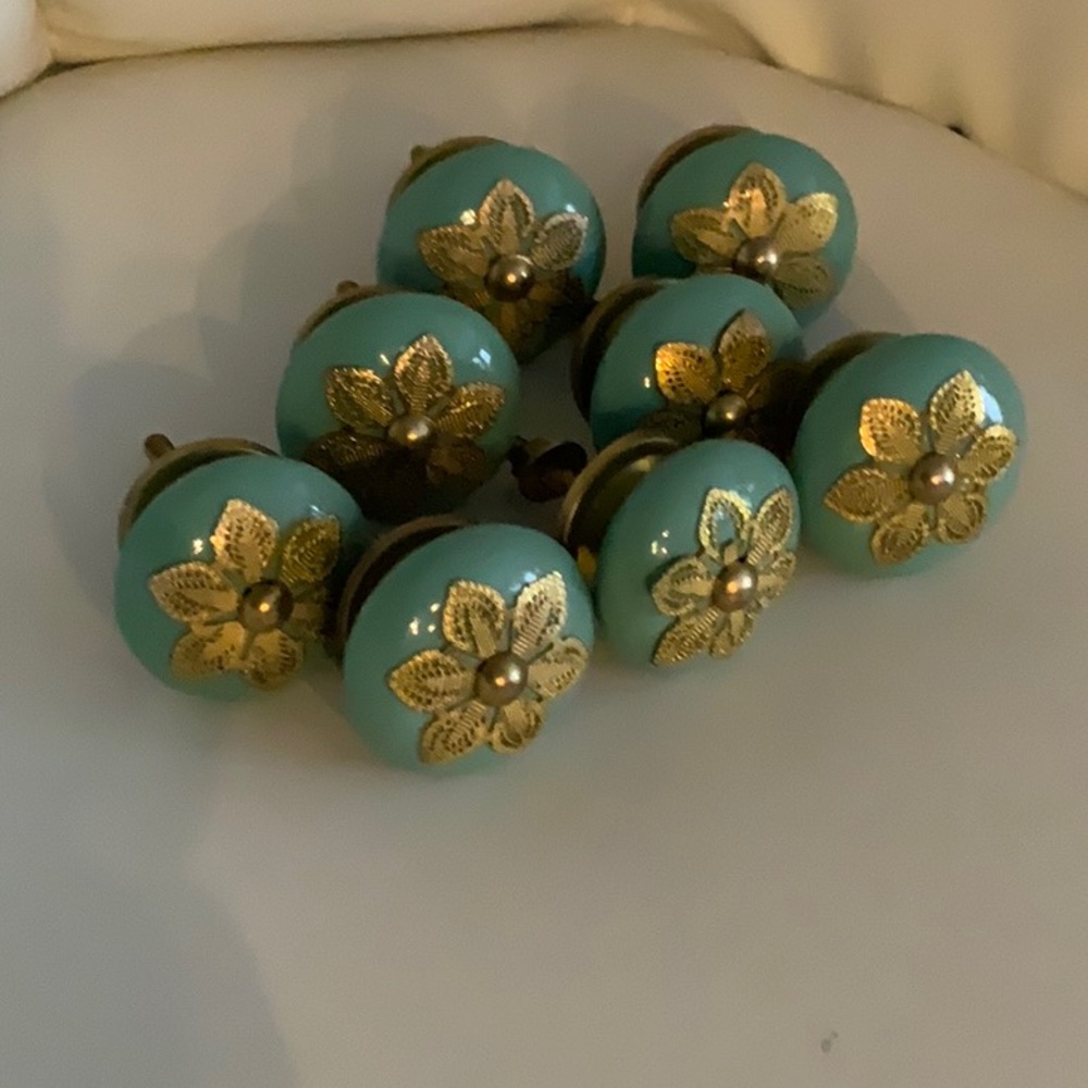 8 Vtg Porcelain Ceramic Victorian Style Drawer Flower Pull Knob Handles Lot - Picture 4 of 4